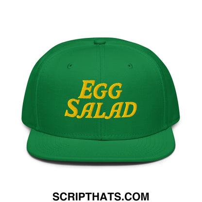 Egg Salad Embroidered Flat Brim Bill Snapback Hat Kelly Green