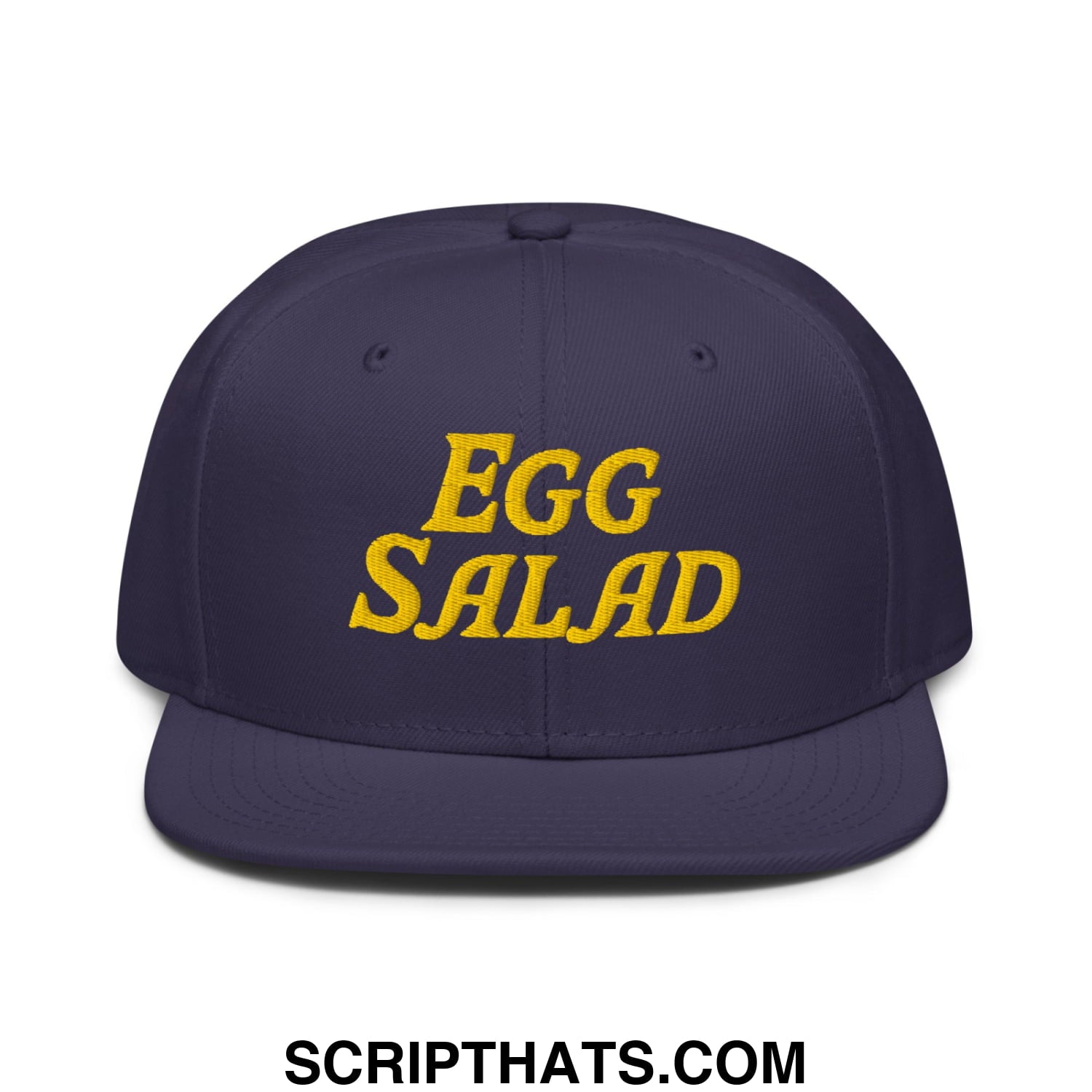 Egg Salad Embroidered Flat Brim Bill Snapback Hat Navy blue