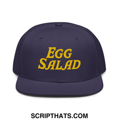 Egg Salad Embroidered Flat Brim Bill Snapback Hat Navy blue