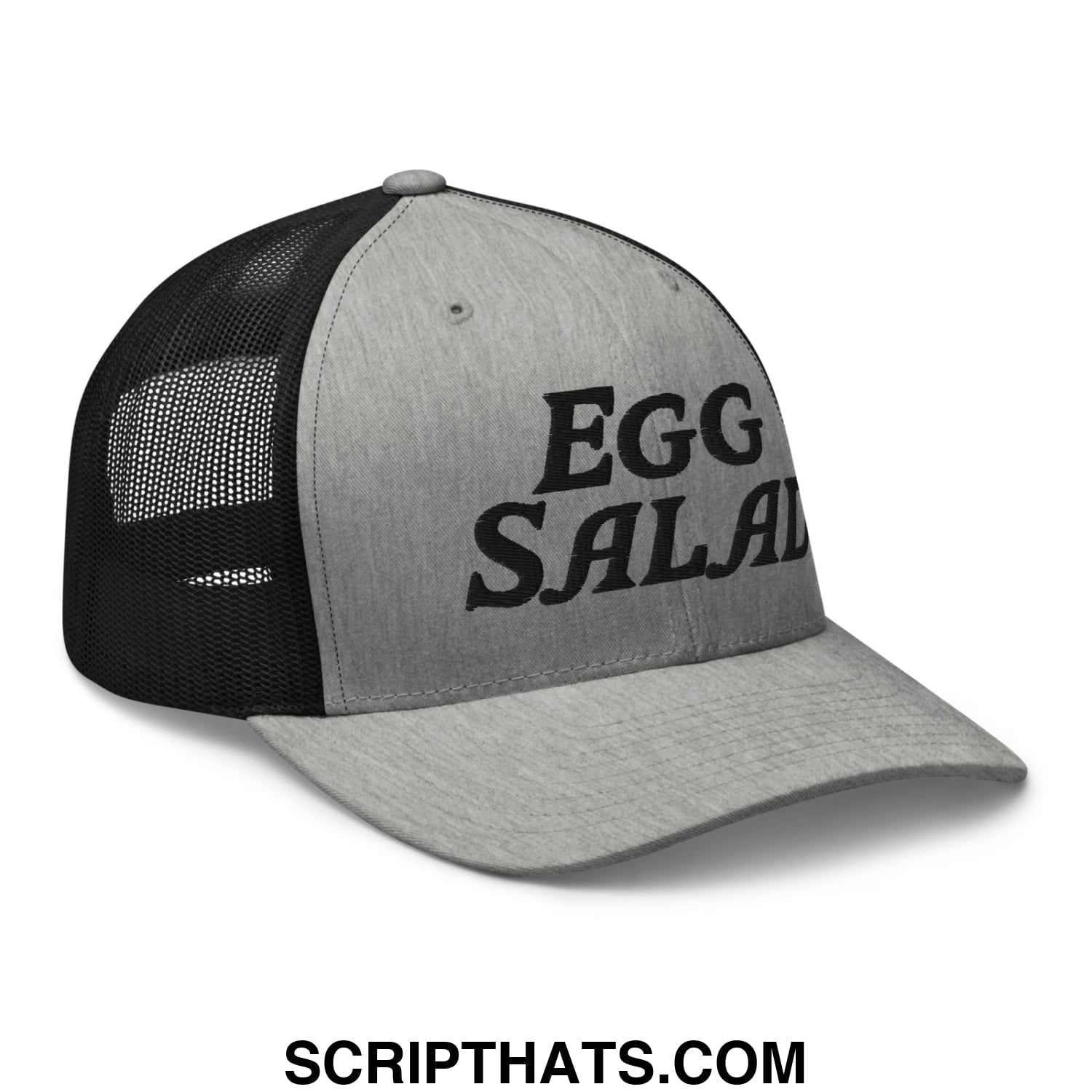 Egg Salad Embroidered Mesh Trucker Hat Heather Black