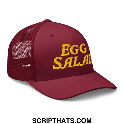 Egg Salad Embroidered Mesh Trucker Hat Cranberry