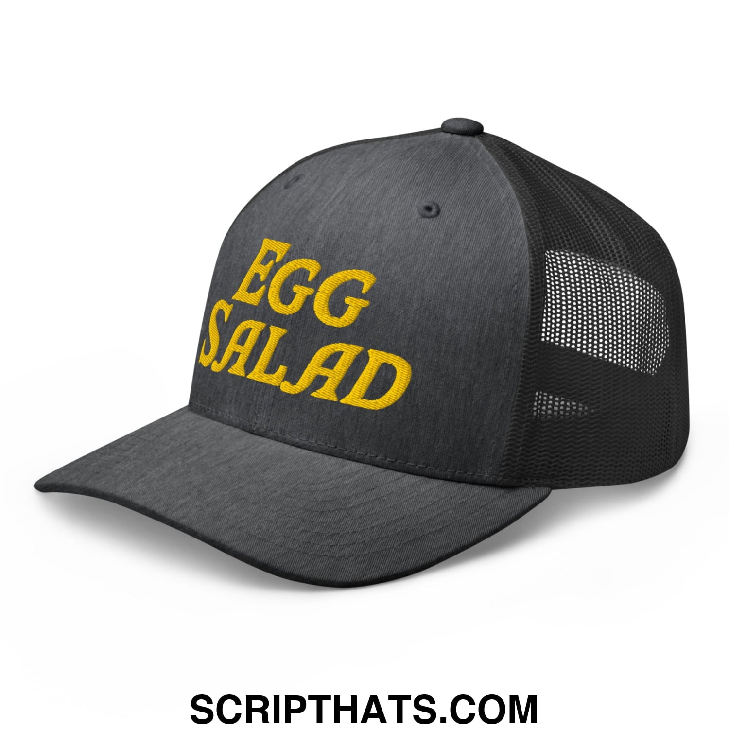 Egg Salad Embroidered Mesh Trucker Hat Dark Heather Gray