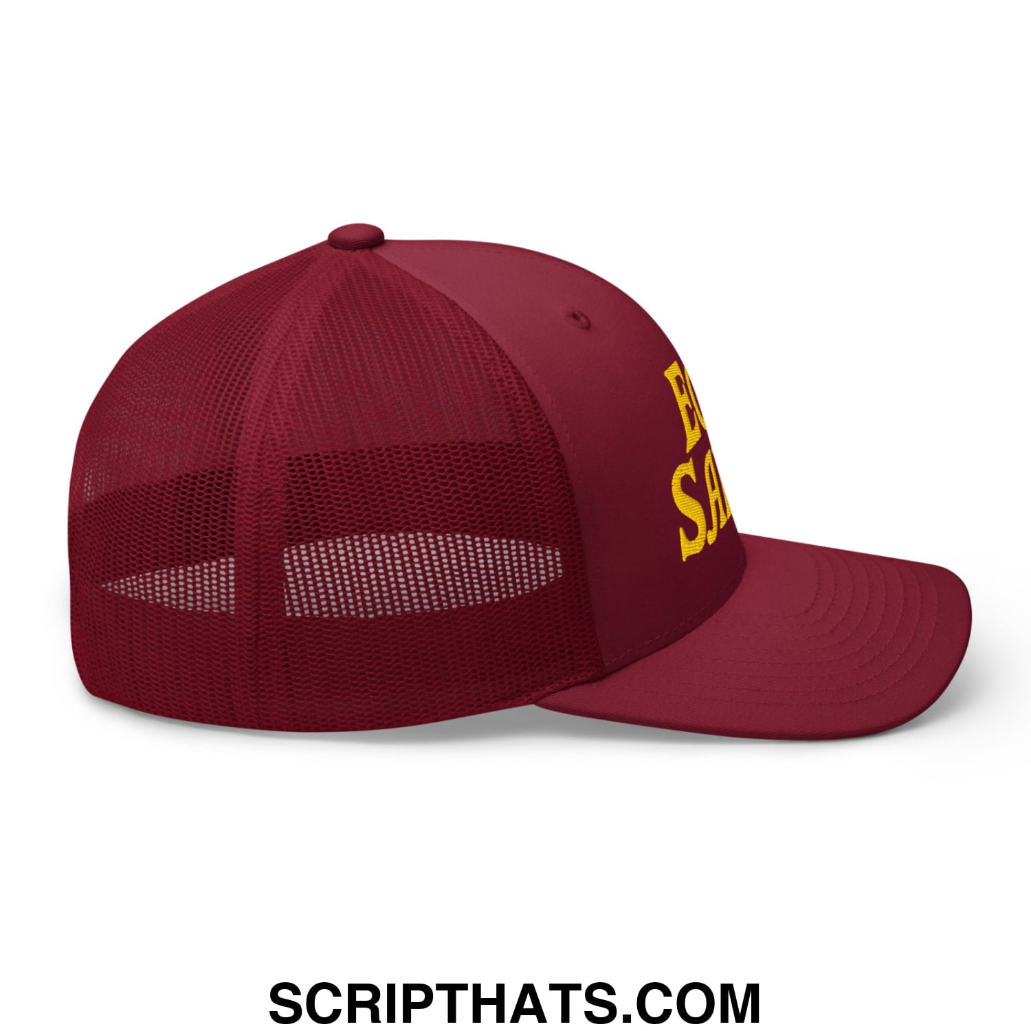 Egg Salad Embroidered Mesh Trucker Hat Cranberry