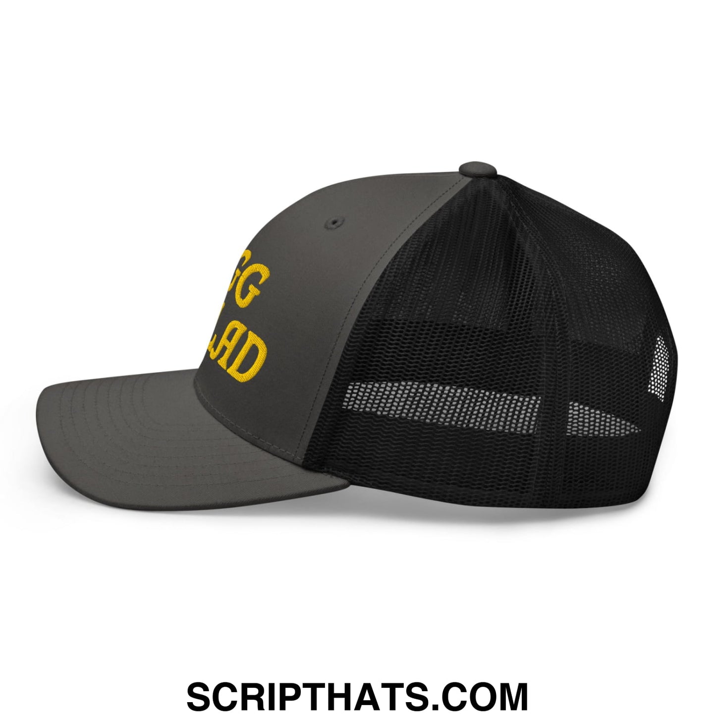 Egg Salad Embroidered Mesh Trucker Hat Charcoal Black