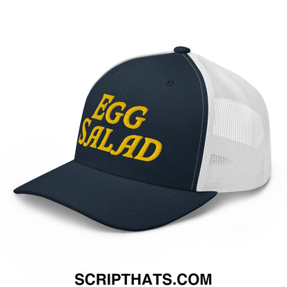 Egg Salad Embroidered Mesh Trucker Hat Navy White