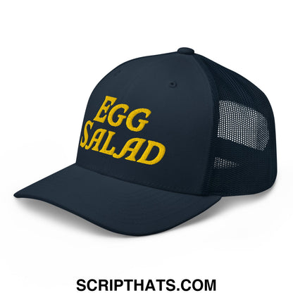 Egg Salad Embroidered Mesh Trucker Hat Navy