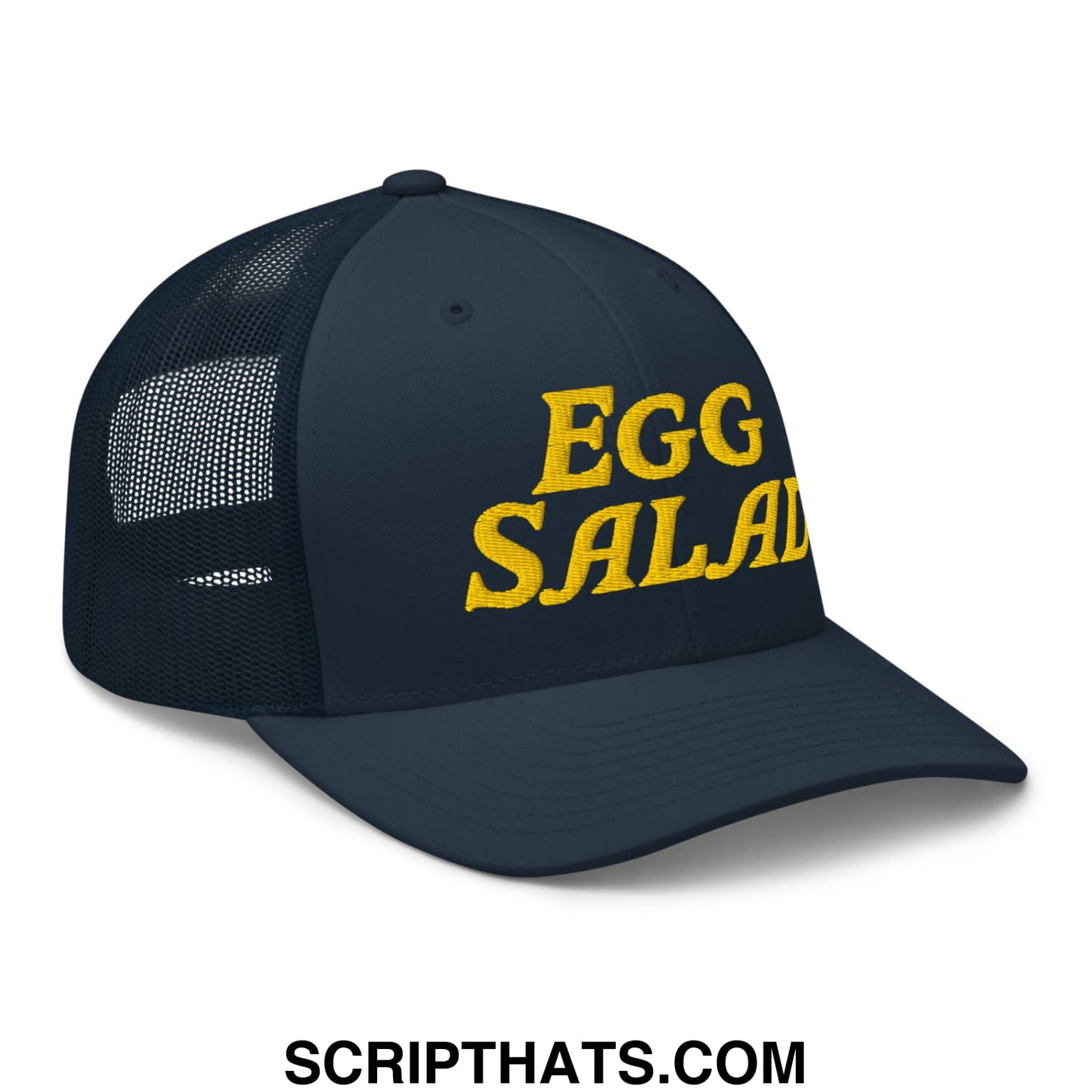 Egg Salad Embroidered Mesh Trucker Hat Navy