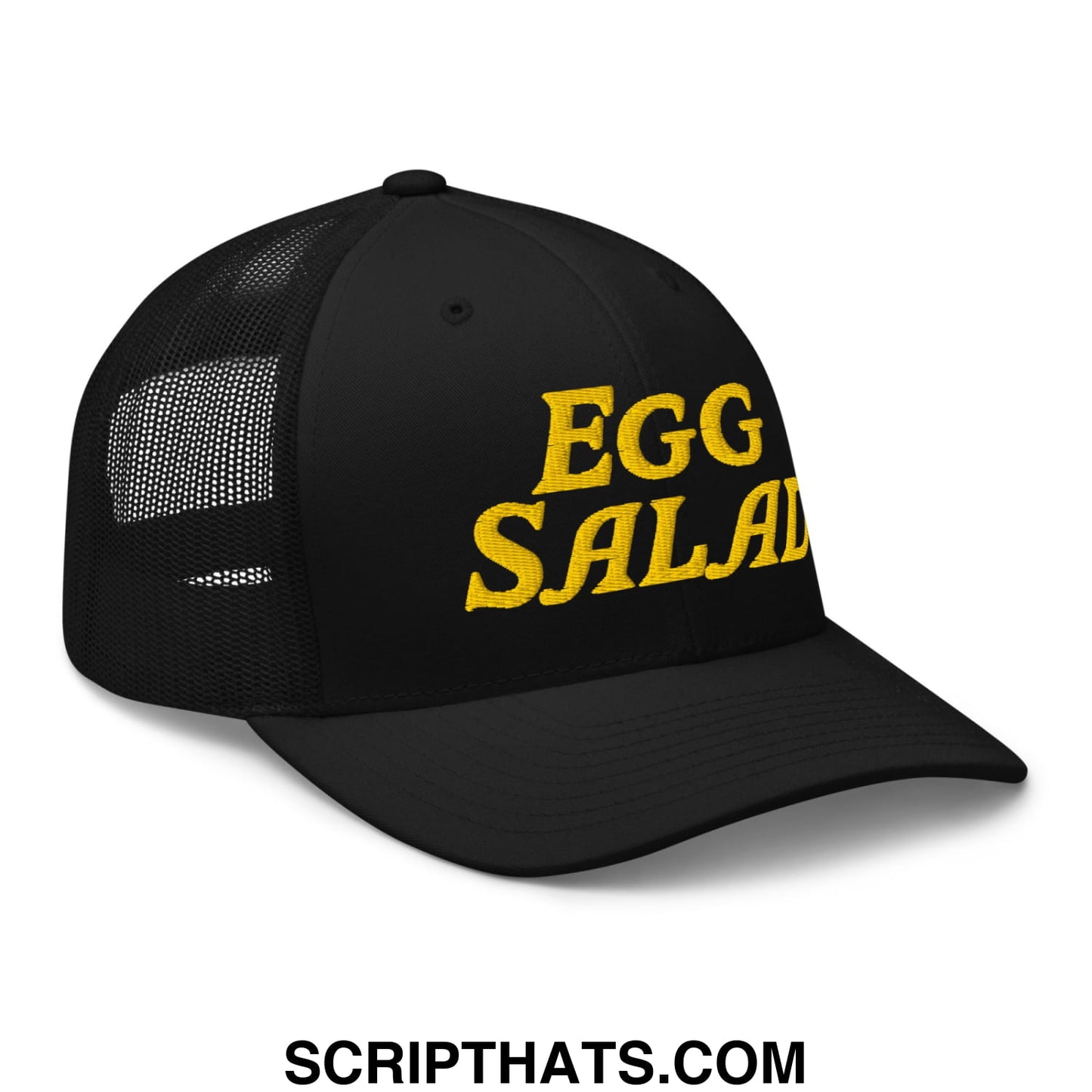 Egg Salad Embroidered Mesh Trucker Hat Black