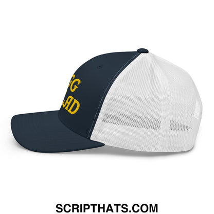 Egg Salad Embroidered Mesh Trucker Hat Navy White