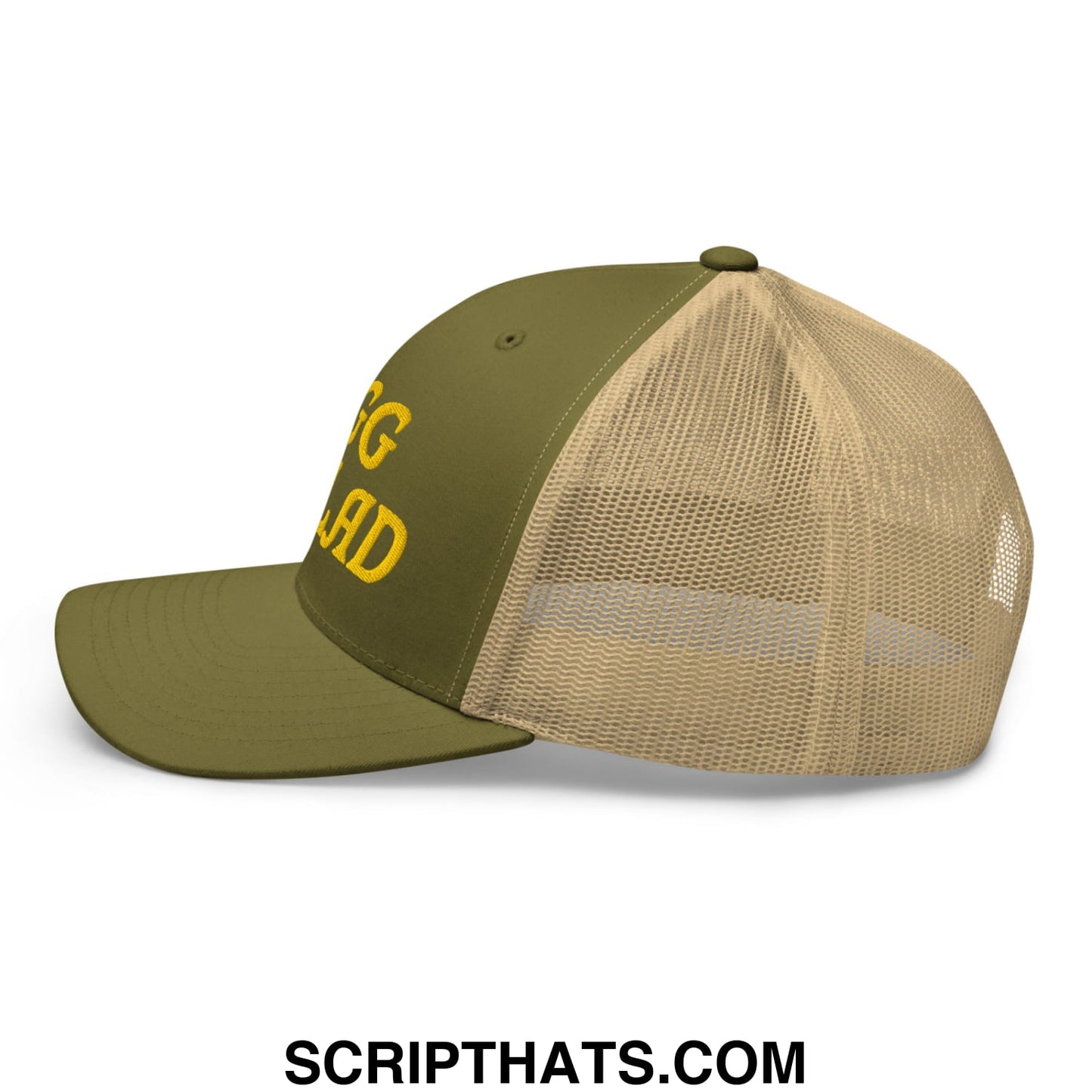 Egg Salad Embroidered Mesh Trucker Hat Moss Khaki