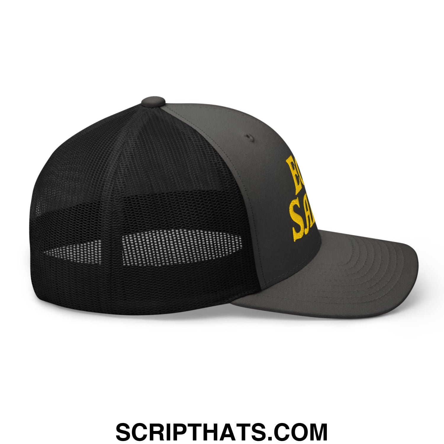 Egg Salad Embroidered Mesh Trucker Hat Charcoal Black