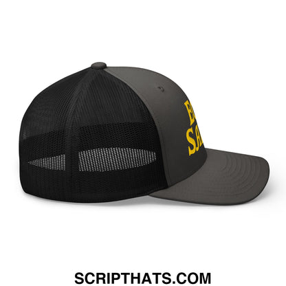 Egg Salad Embroidered Mesh Trucker Hat Charcoal Black