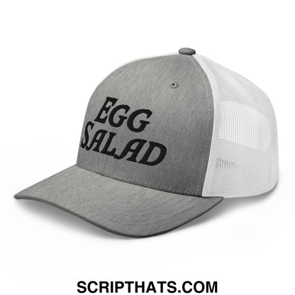 Egg Salad Embroidered Mesh Trucker Hat Heather Grey White