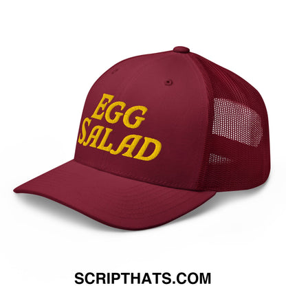 Egg Salad Embroidered Mesh Trucker Hat Cranberry