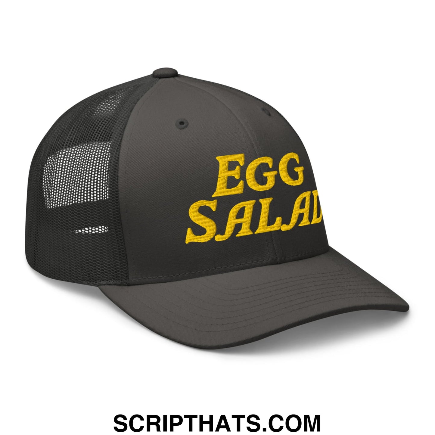 Egg Salad Embroidered Mesh Trucker Hat Charcoal