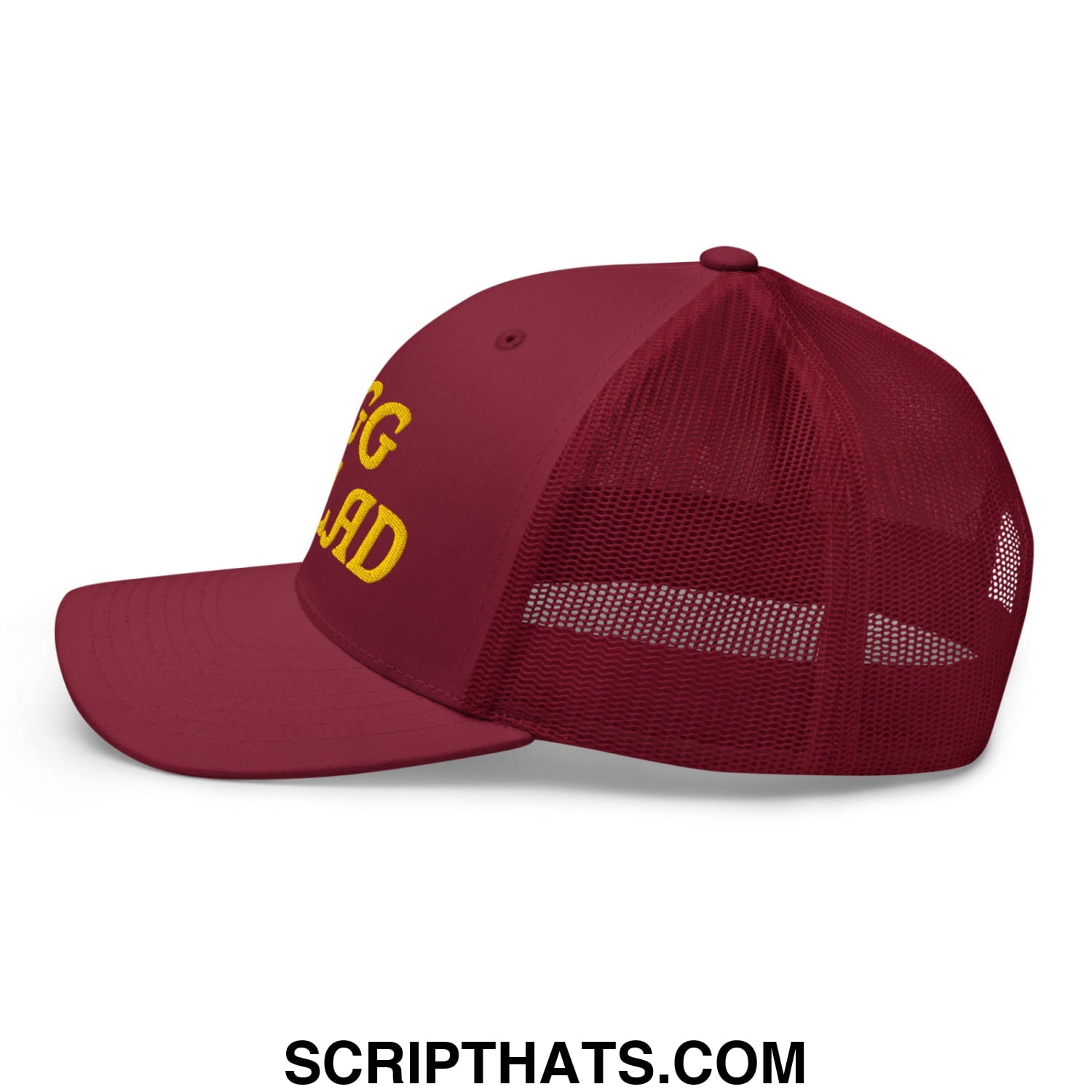 Egg Salad Embroidered Mesh Trucker Hat Cranberry