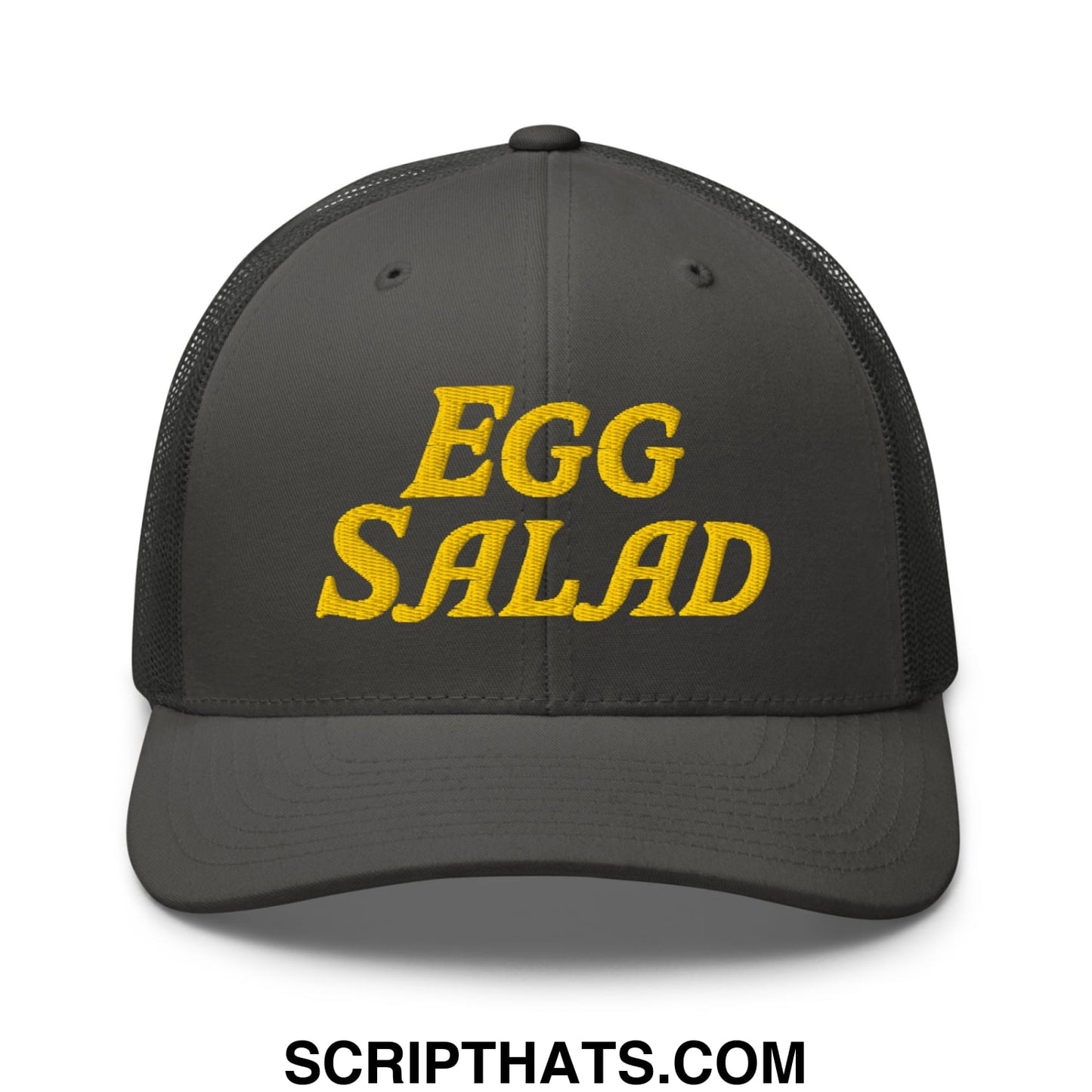 Egg Salad Embroidered Mesh Trucker Hat Charcoal
