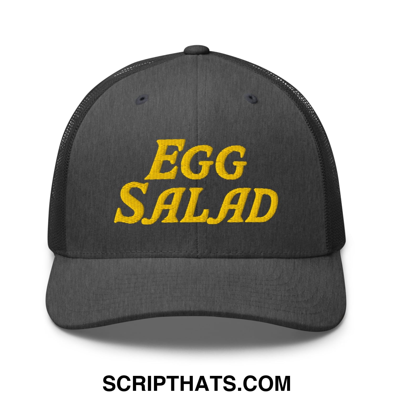 Egg Salad Embroidered Mesh Trucker Hat Dark Heather Gray