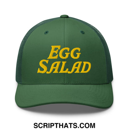 Egg Salad Embroidered Mesh Trucker Hat Evergreen