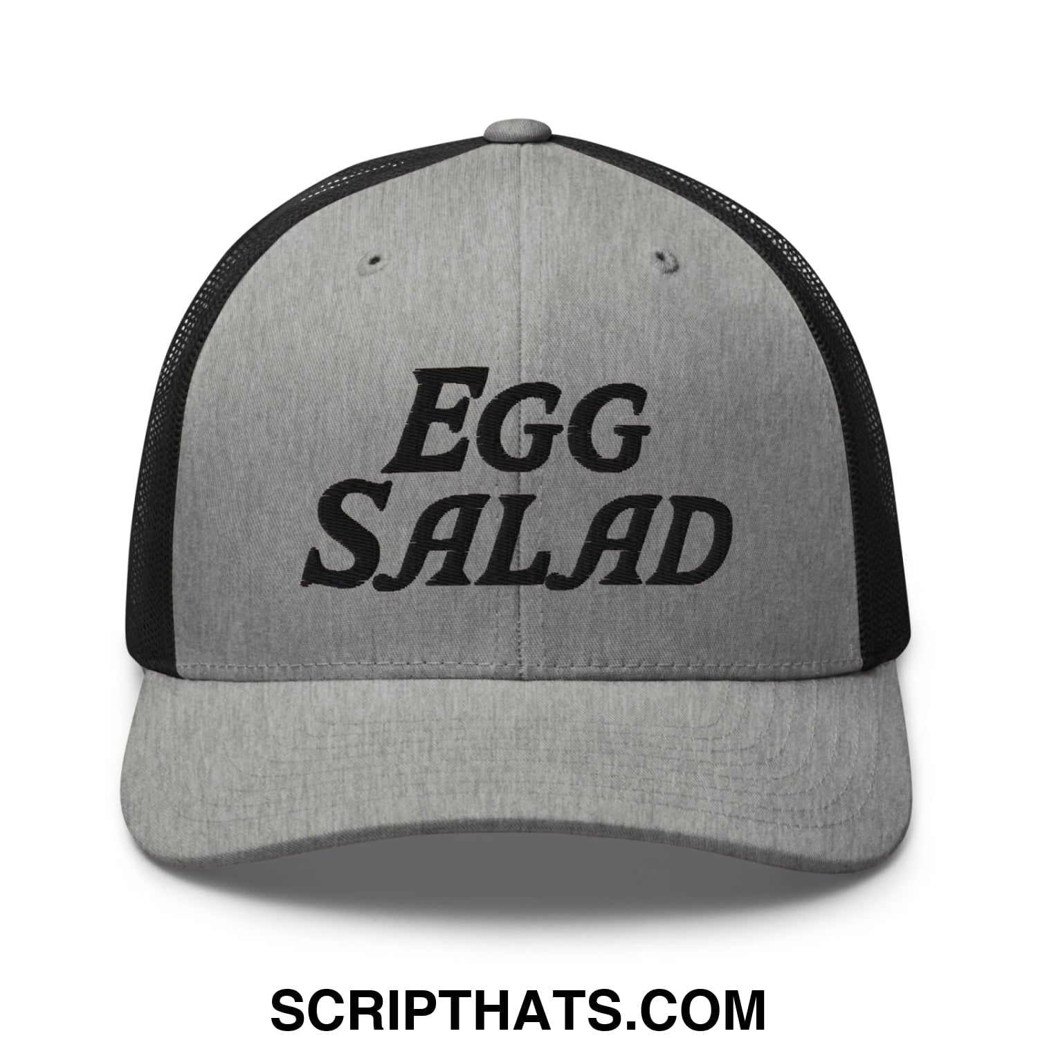 Egg Salad Embroidered Mesh Trucker Hat Heather Black