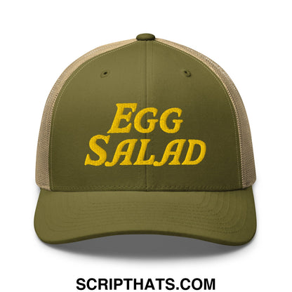 Egg Salad Embroidered Mesh Trucker Hat Moss Khaki