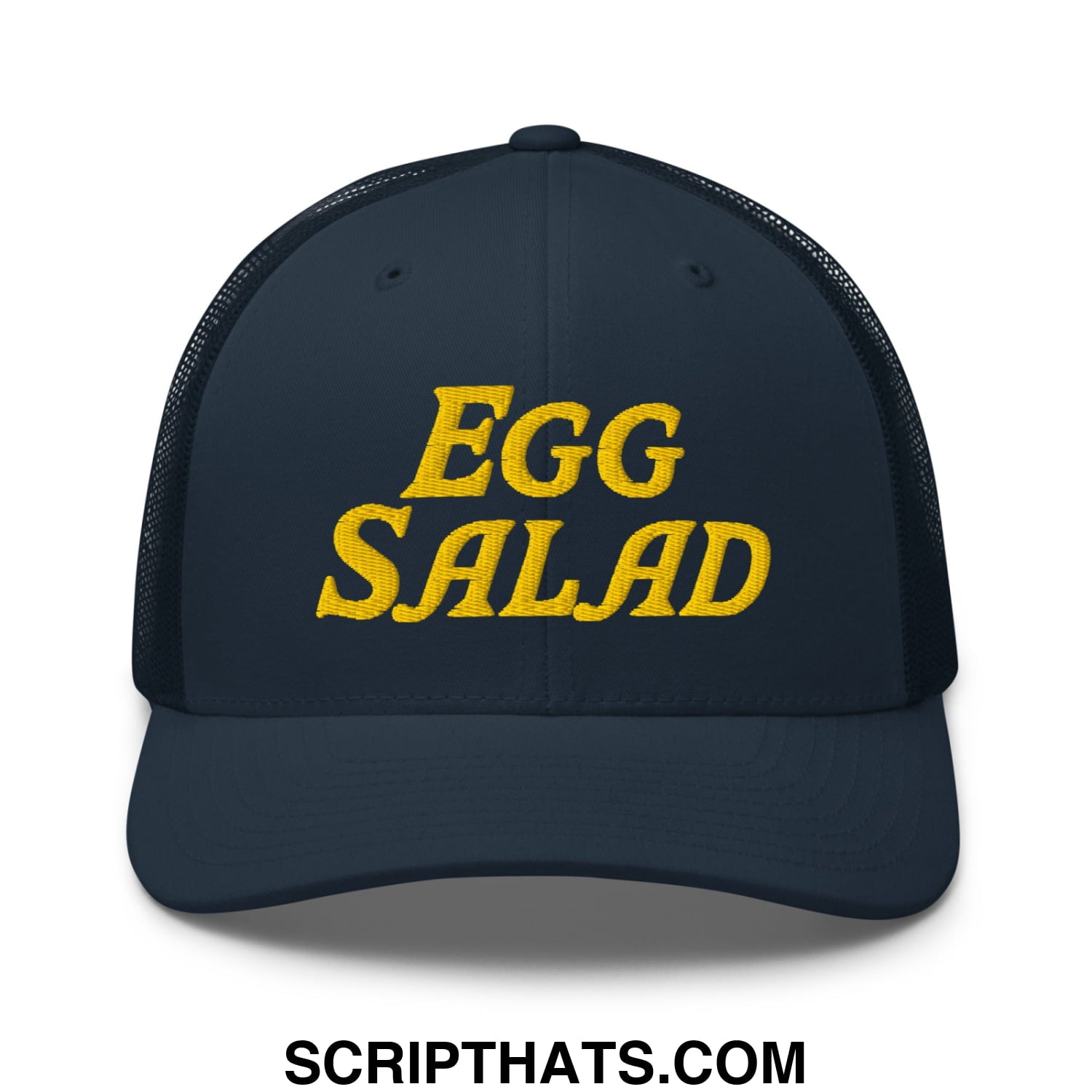 Egg Salad Embroidered Mesh Trucker Hat Navy