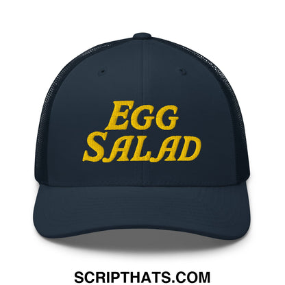 Egg Salad Embroidered Mesh Trucker Hat Navy