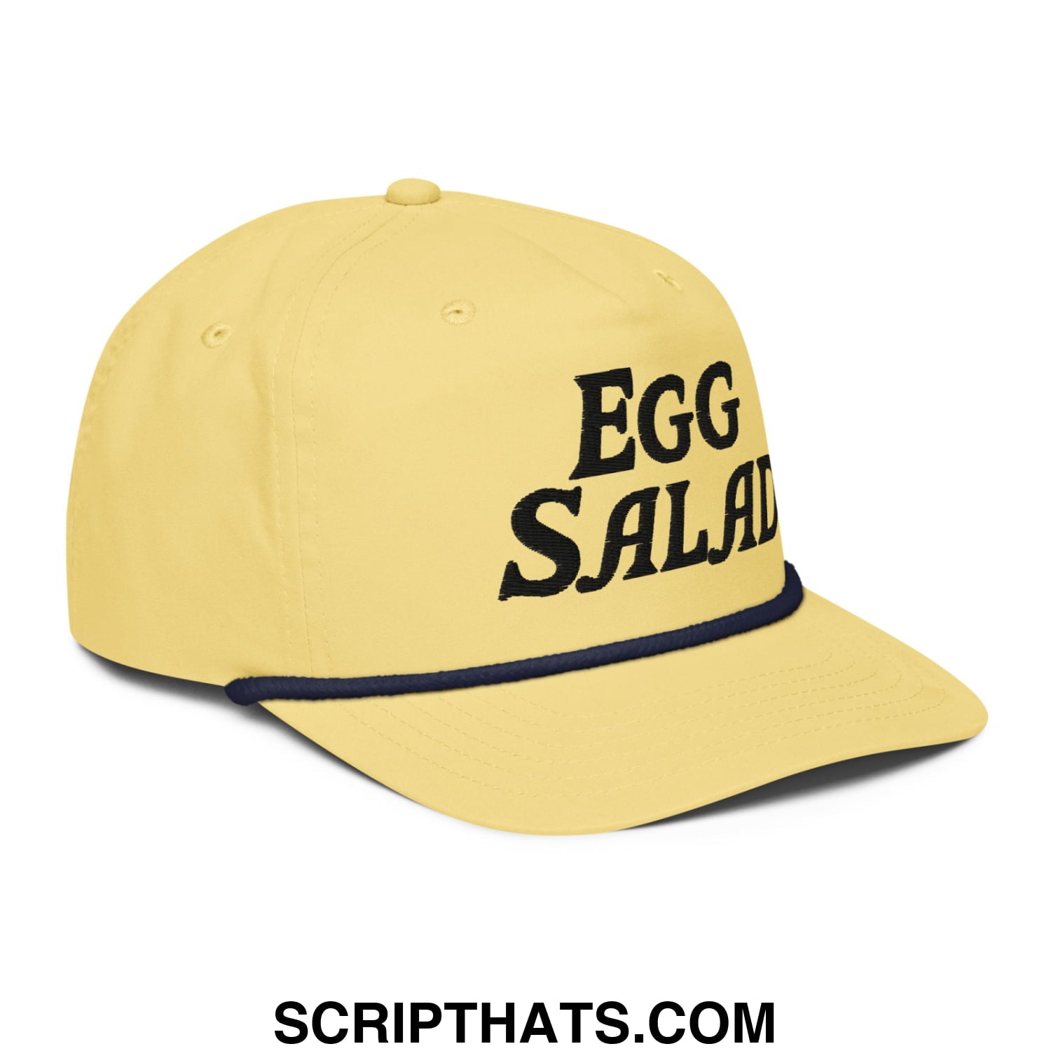 Egg Salad Embroidered Retro Golf Rope Hat Yellow Navy