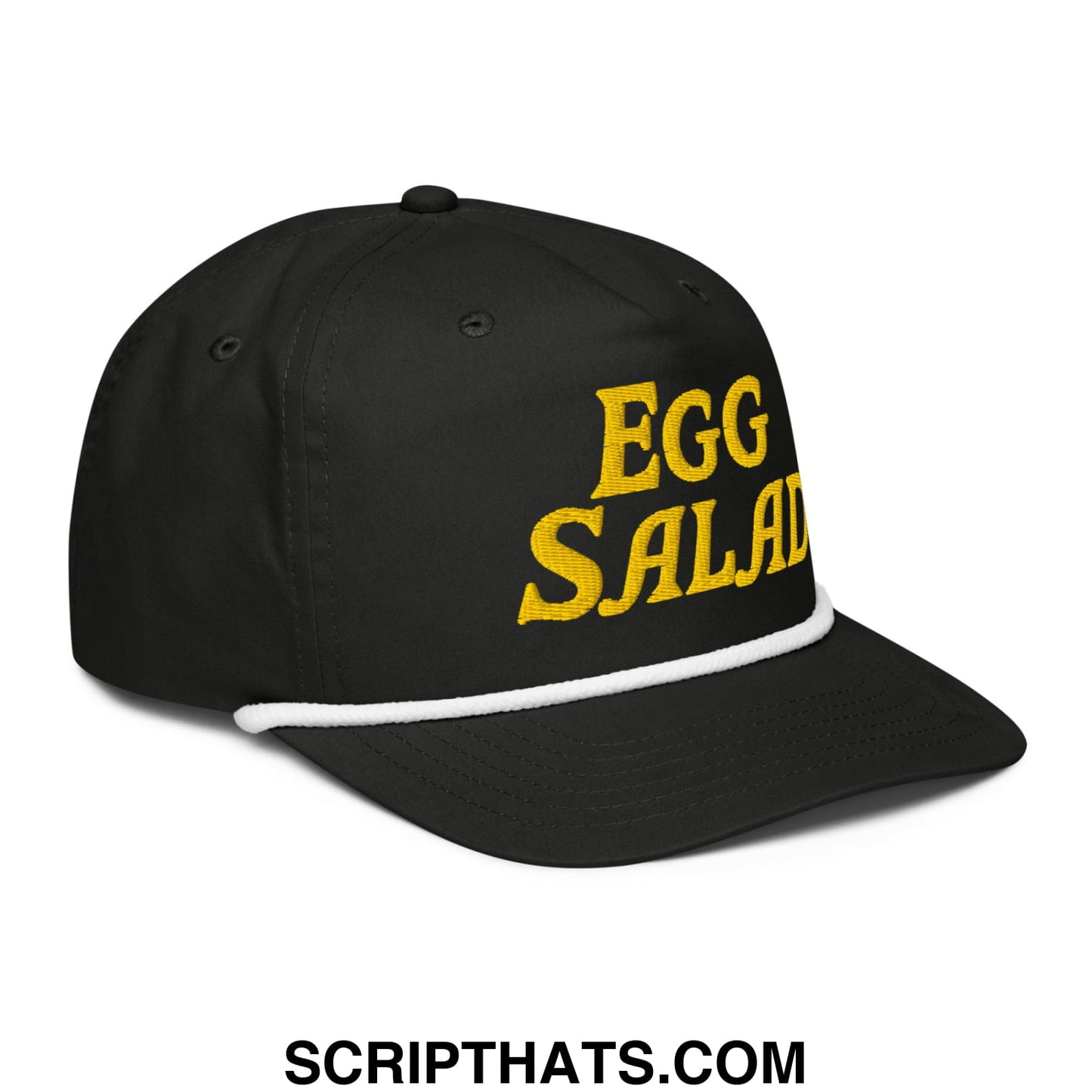 Egg Salad Embroidered Retro Golf Rope Hat Black White