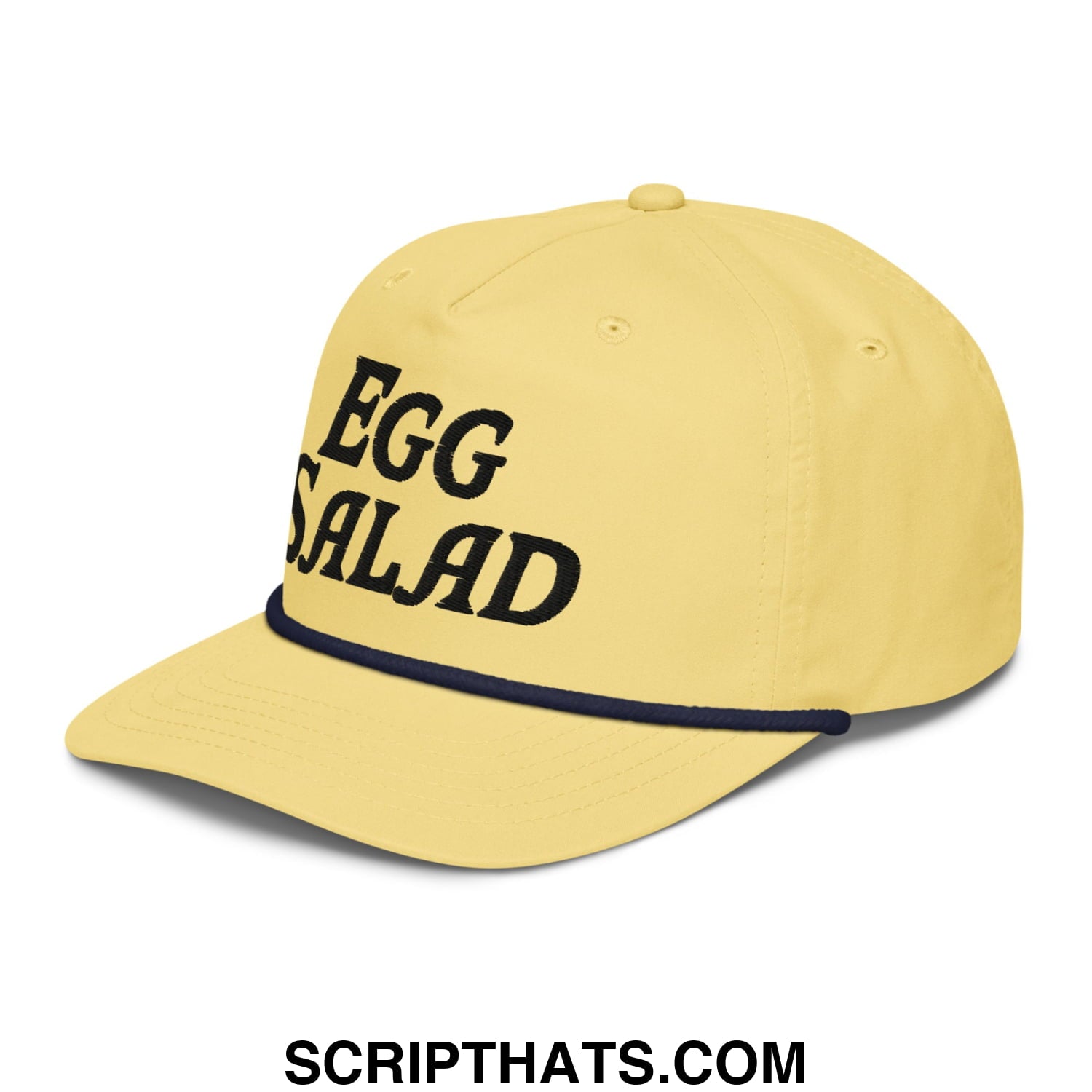 Egg Salad Embroidered Retro Golf Rope Hat Yellow Navy