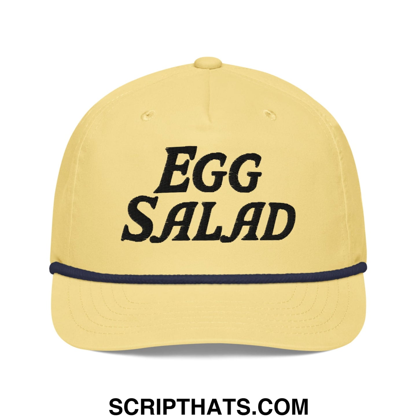 Egg Salad Embroidered Retro Golf Rope Hat Yellow Navy