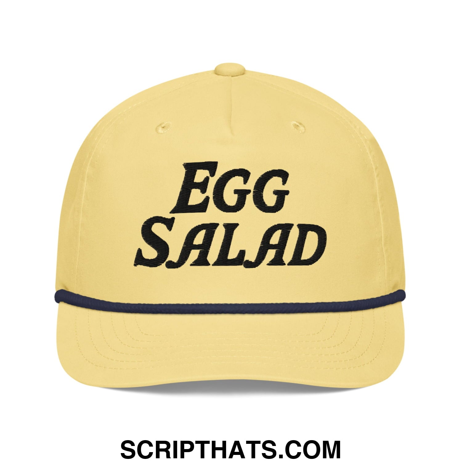 Egg Salad Embroidered Retro Golf Rope Hat Yellow Navy