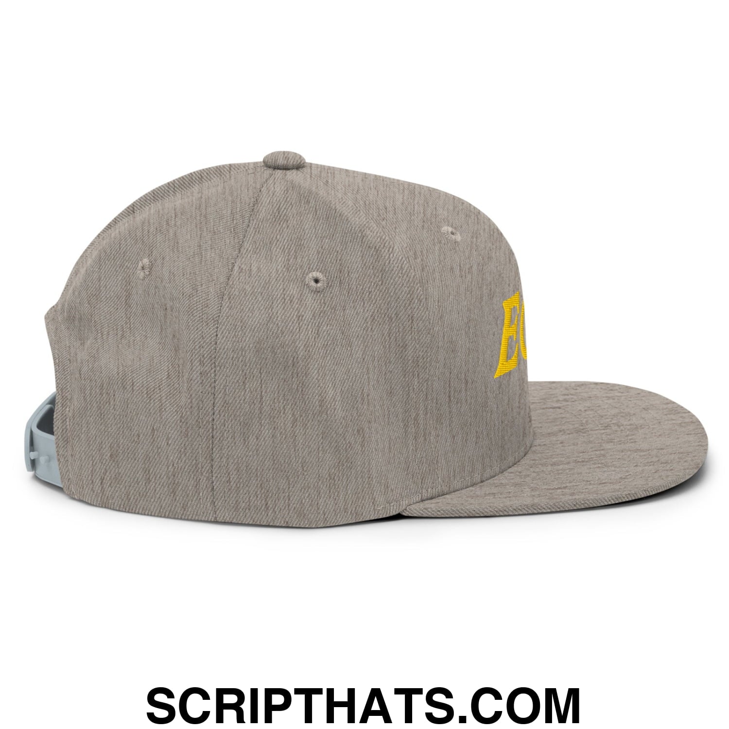 Eggs Embroidered Flat Bill Brim Snapback Hat Heather Grey