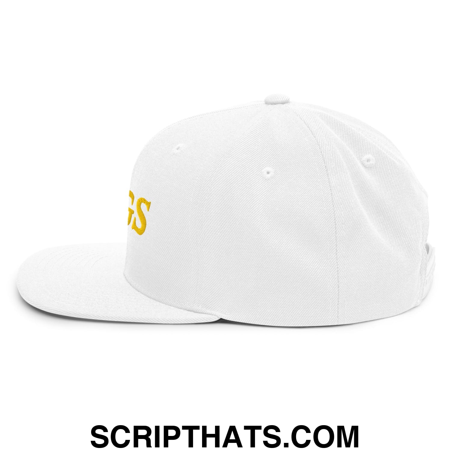 Eggs Embroidered Flat Bill Brim Snapback Hat White