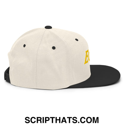 Eggs Embroidered Flat Bill Brim Snapback Hat Natural Black