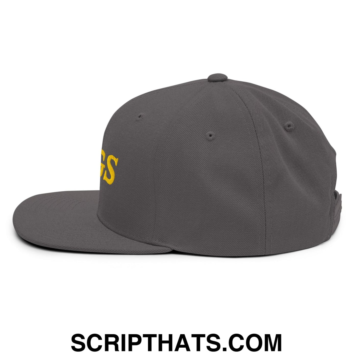 Eggs Embroidered Flat Bill Brim Snapback Hat Dark Grey