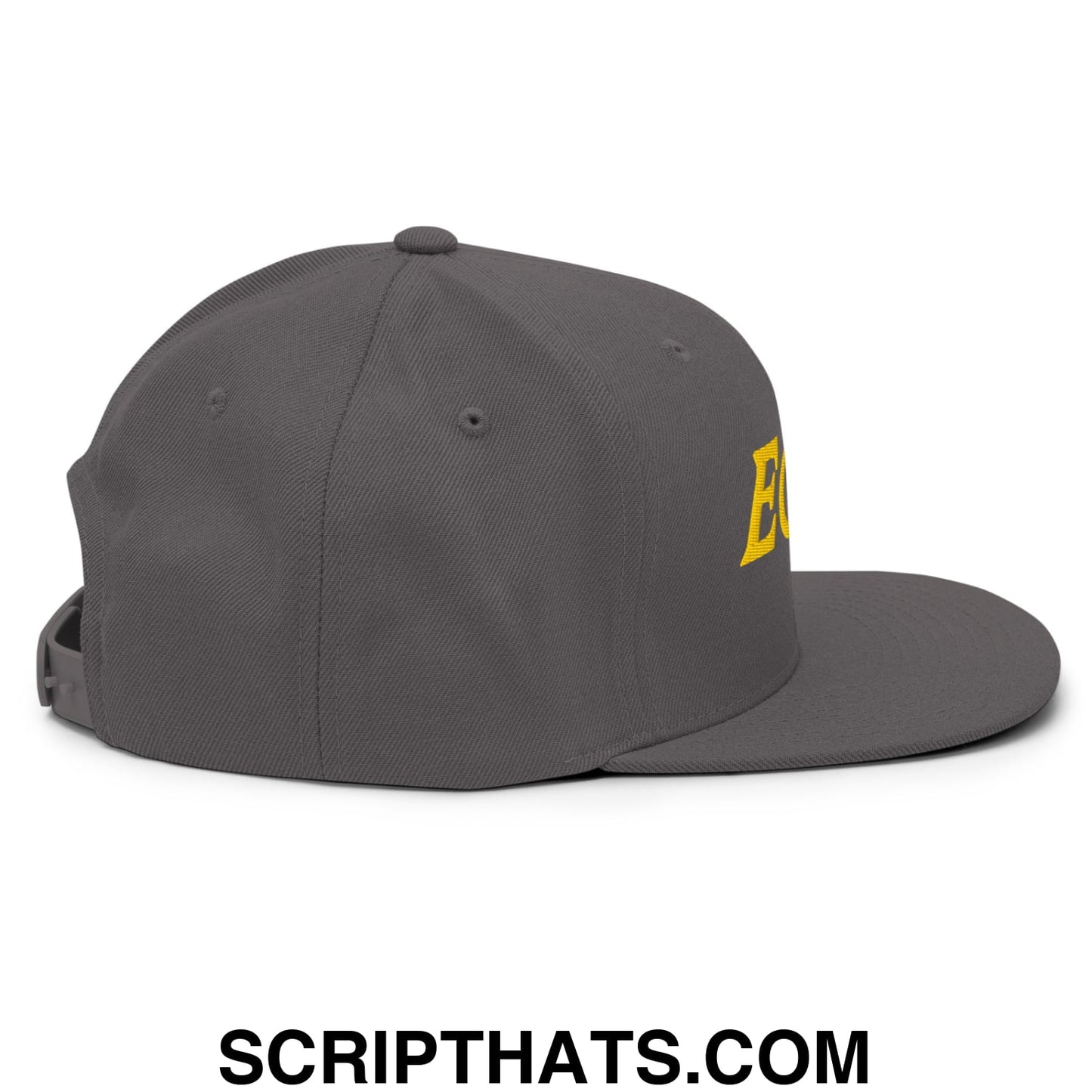 Eggs Embroidered Flat Bill Brim Snapback Hat Dark Grey