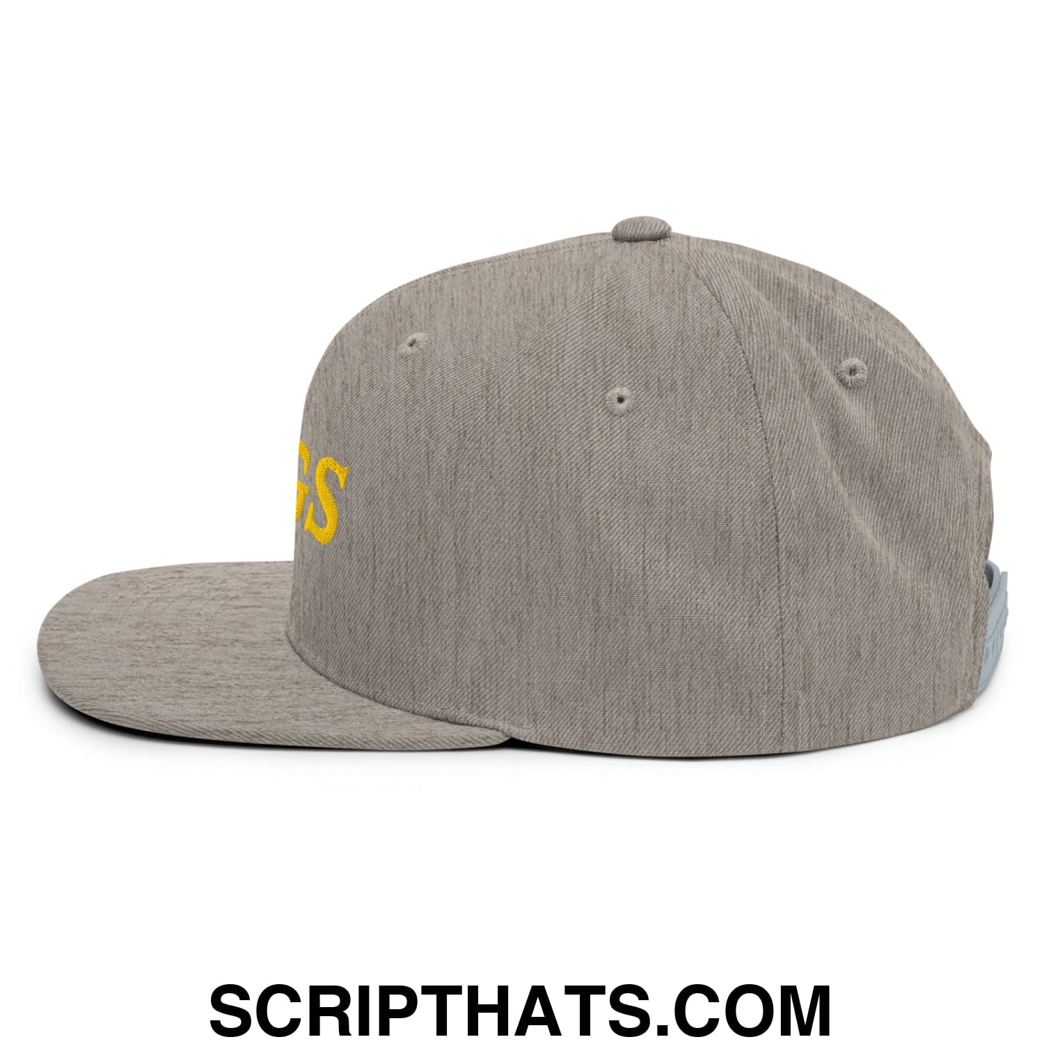 Eggs Embroidered Flat Bill Brim Snapback Hat Heather Grey