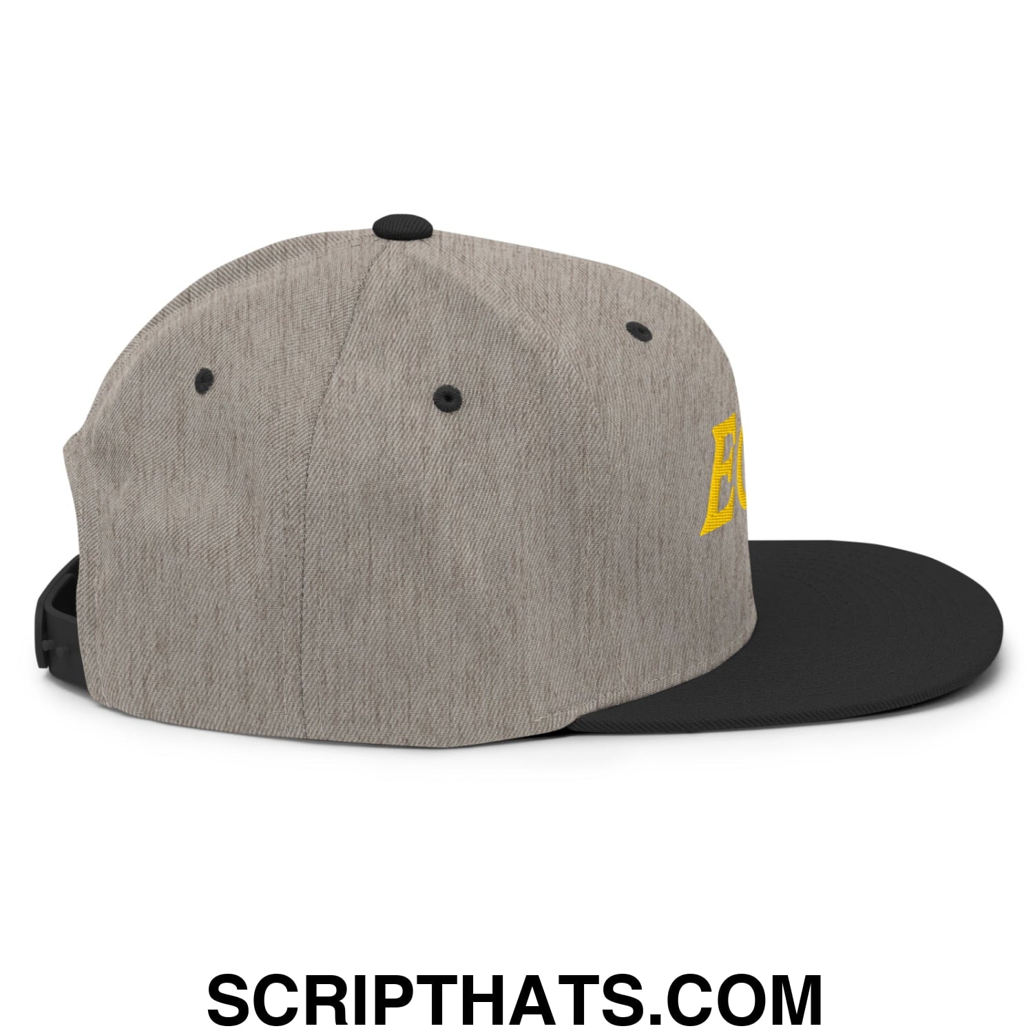 Eggs Embroidered Flat Bill Brim Snapback Hat Heather Black