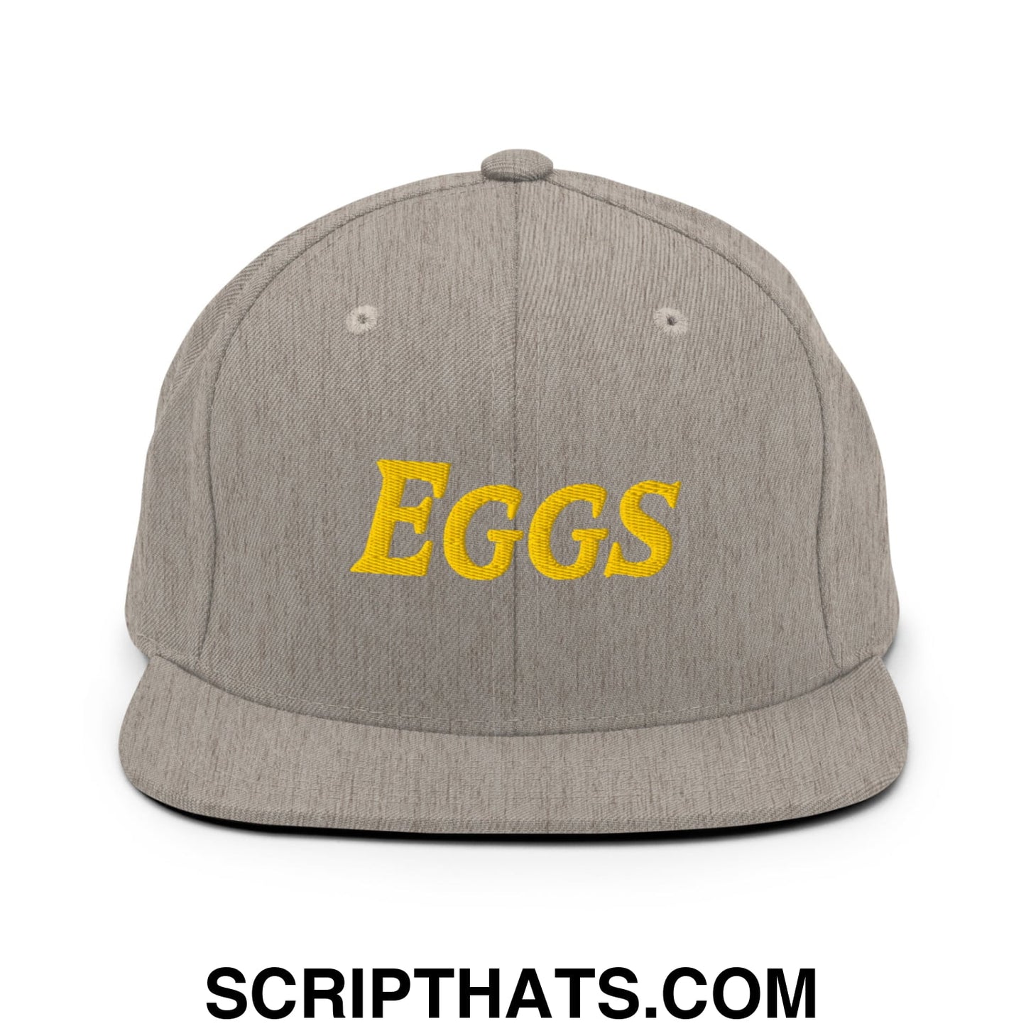 Eggs Embroidered Flat Bill Brim Snapback Hat Heather Grey