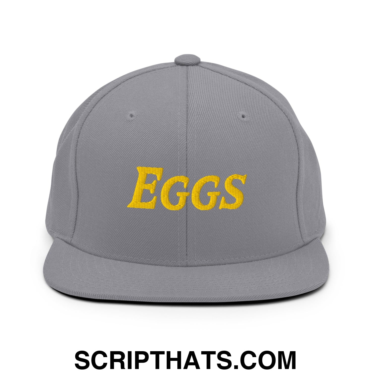 Eggs Embroidered Flat Bill Brim Snapback Hat Silver