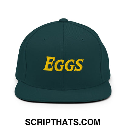Eggs Embroidered Flat Bill Brim Snapback Hat Spruce