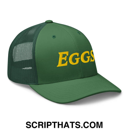 Eggs Embroidered Mesh Trucker Hat Evergreen