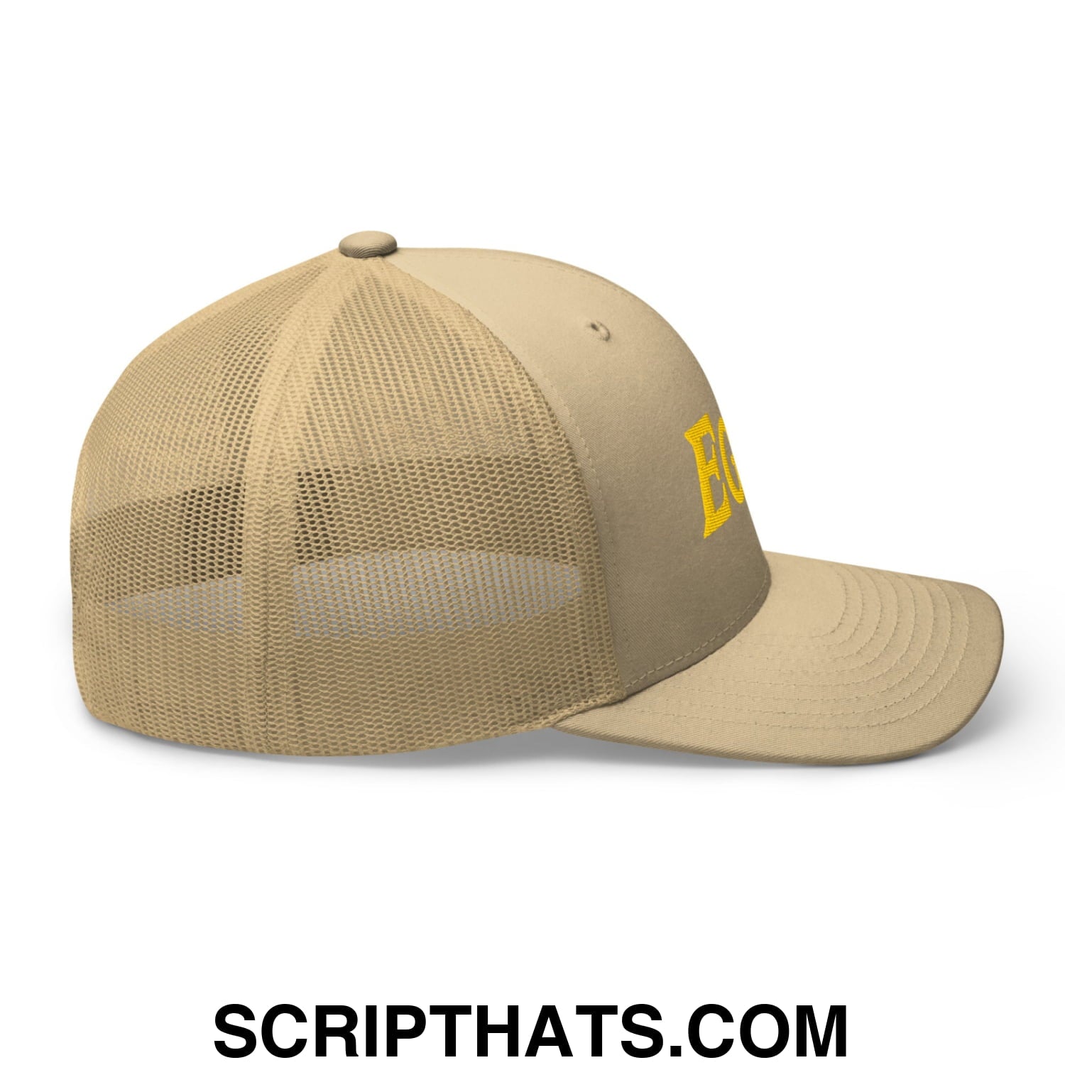 Eggs Embroidered Mesh Trucker Hat Khaki