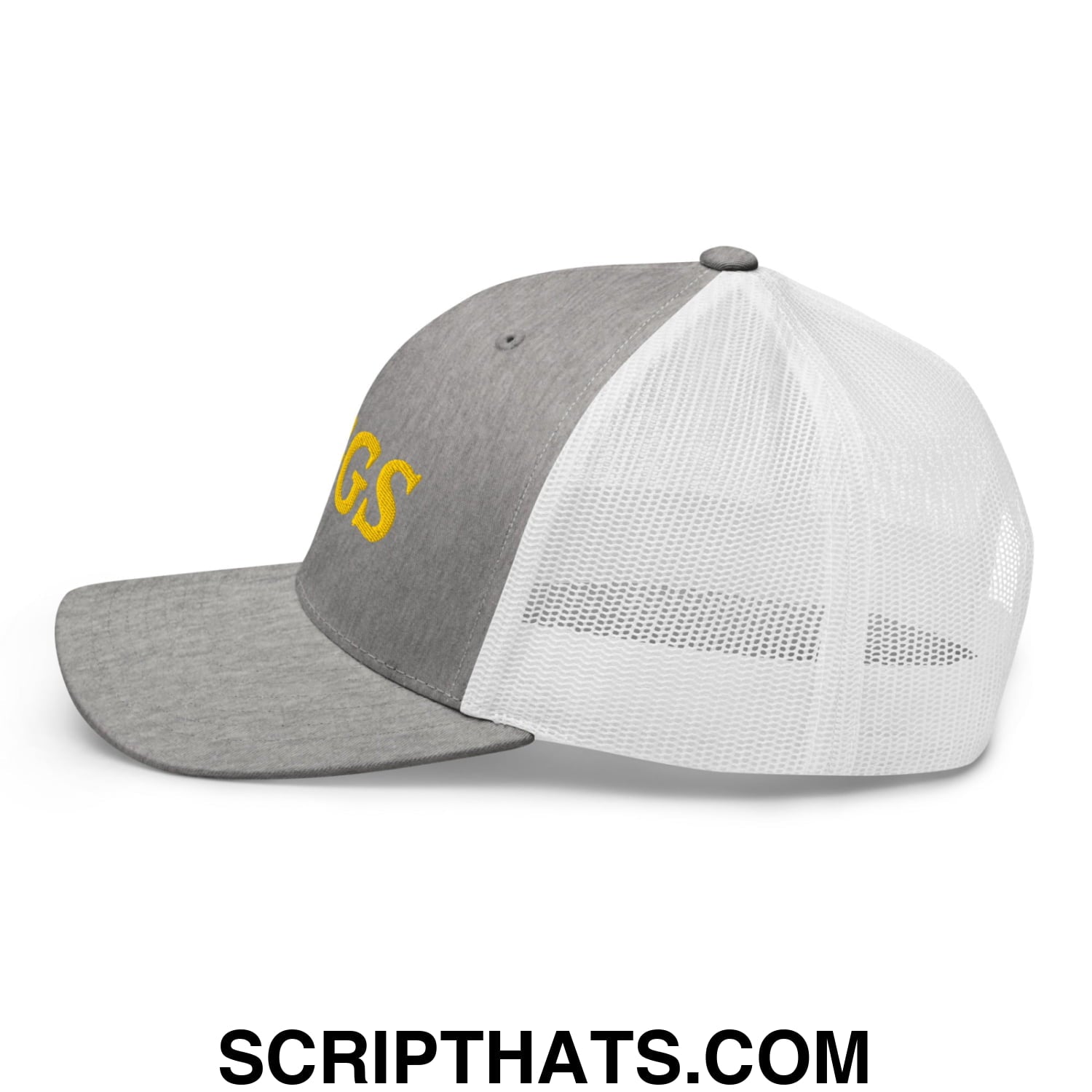 Eggs Embroidered Mesh Trucker Hat Heather Grey White