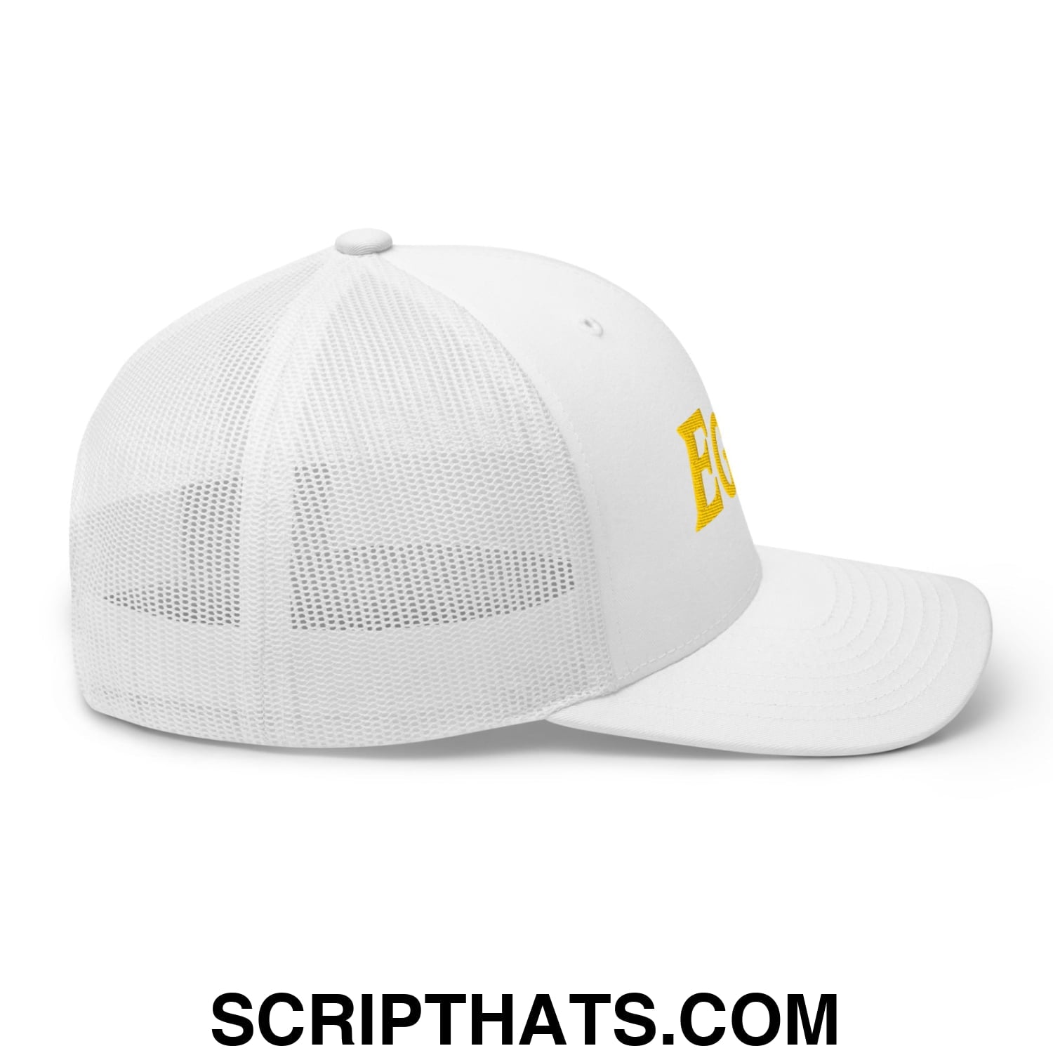 Eggs Embroidered Mesh Trucker Hat White