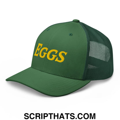 Eggs Embroidered Mesh Trucker Hat Evergreen