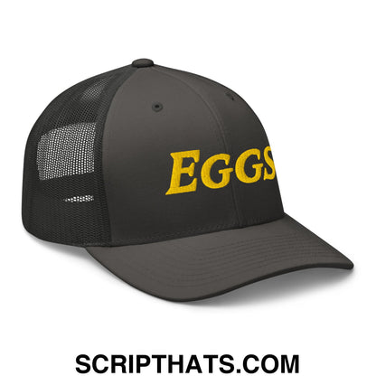 Eggs Embroidered Mesh Trucker Hat Charcoal
