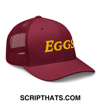 Eggs Embroidered Mesh Trucker Hat Cranberry
