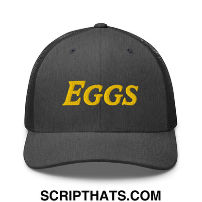 Eggs Embroidered Mesh Trucker Hat Dark Heather Gray